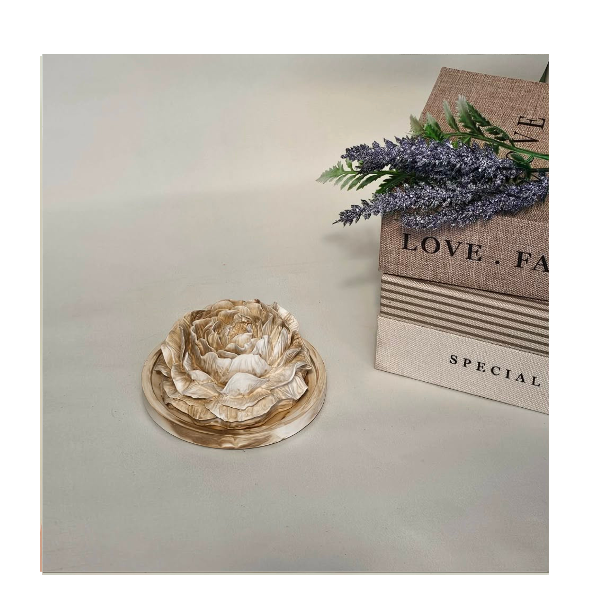 Peony Aroma Stone With Minimalist Tray