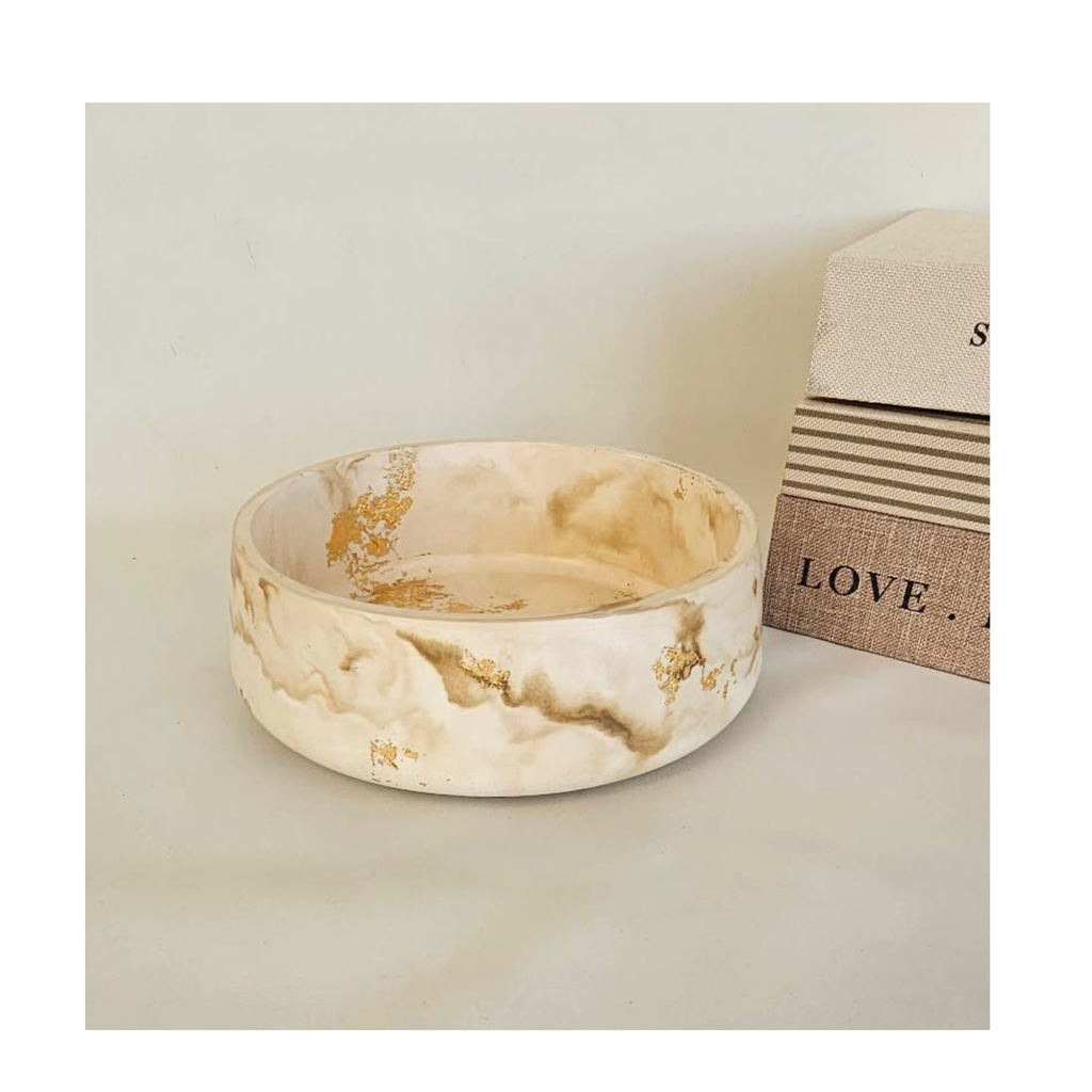 Minimalist Marble Decorative Bowl - Gold Detail