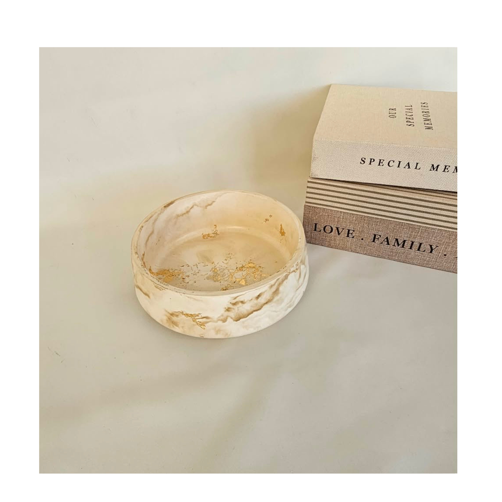 Minimalist Marble Decorative Bowl - Gold Detail