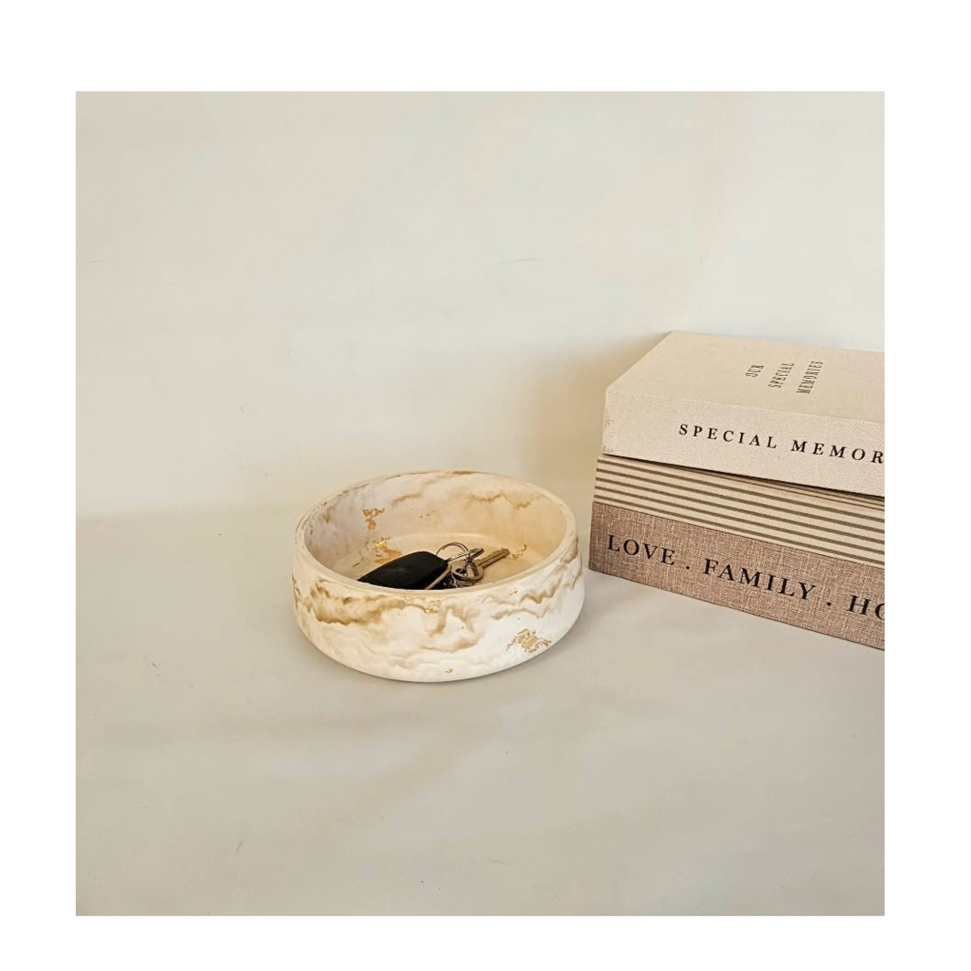 Minimalist Marble Decorative Bowl - Gold Detail