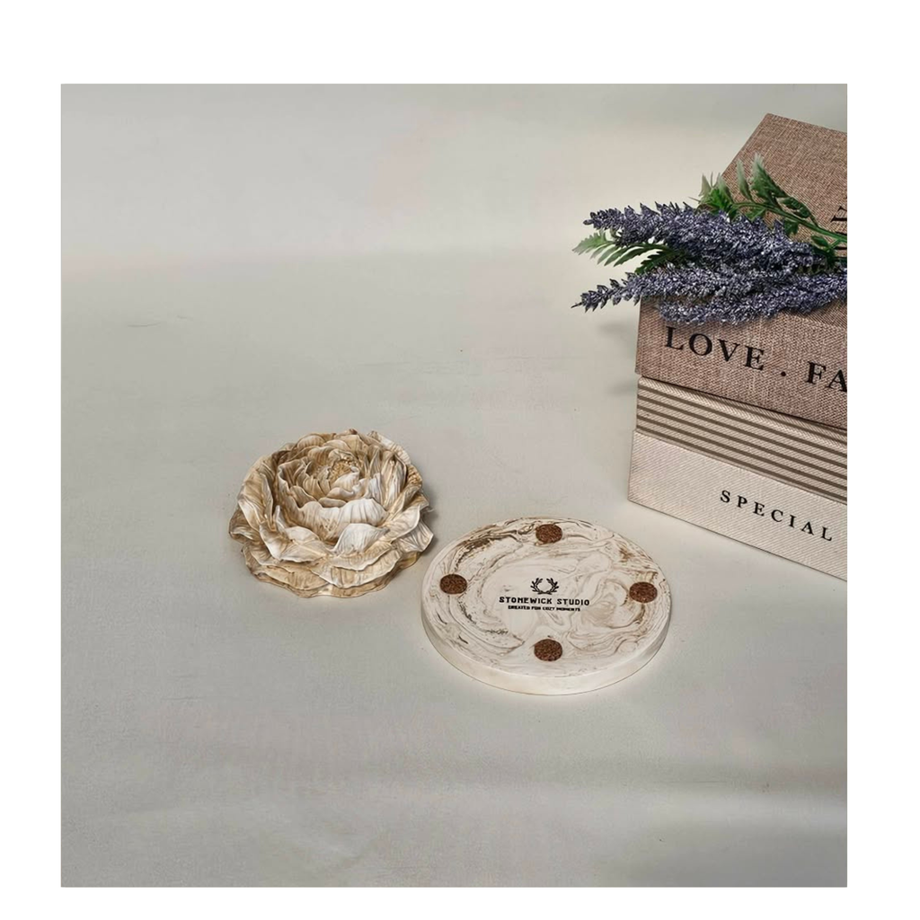 Peony Aroma Stone With Minimalist Tray