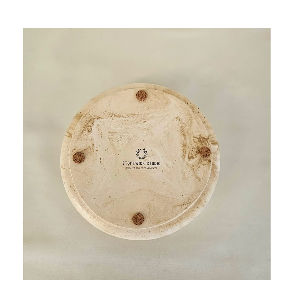 Minimalist Marble Decorative Bowl - Gold Detail