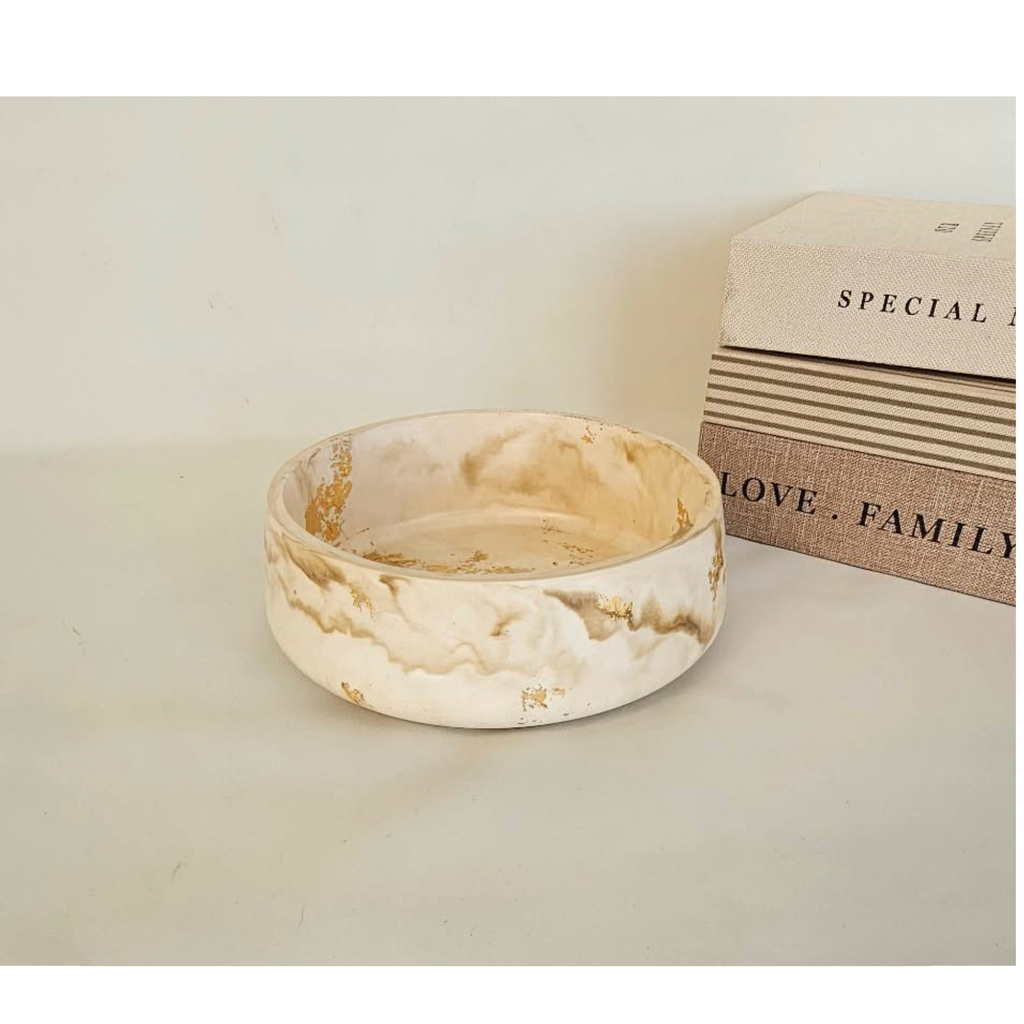 Minimalist Marble Decorative Bowl - Gold Detail